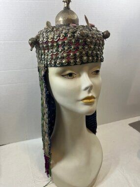 VTG Turkmen Tribal Ethnic Women's Wedding Ceremonial Headdress Handmade Nomadic